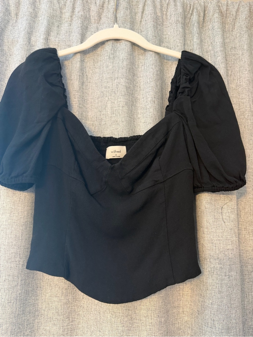 Wilfred Black Square Neck Puff Sleeve Top